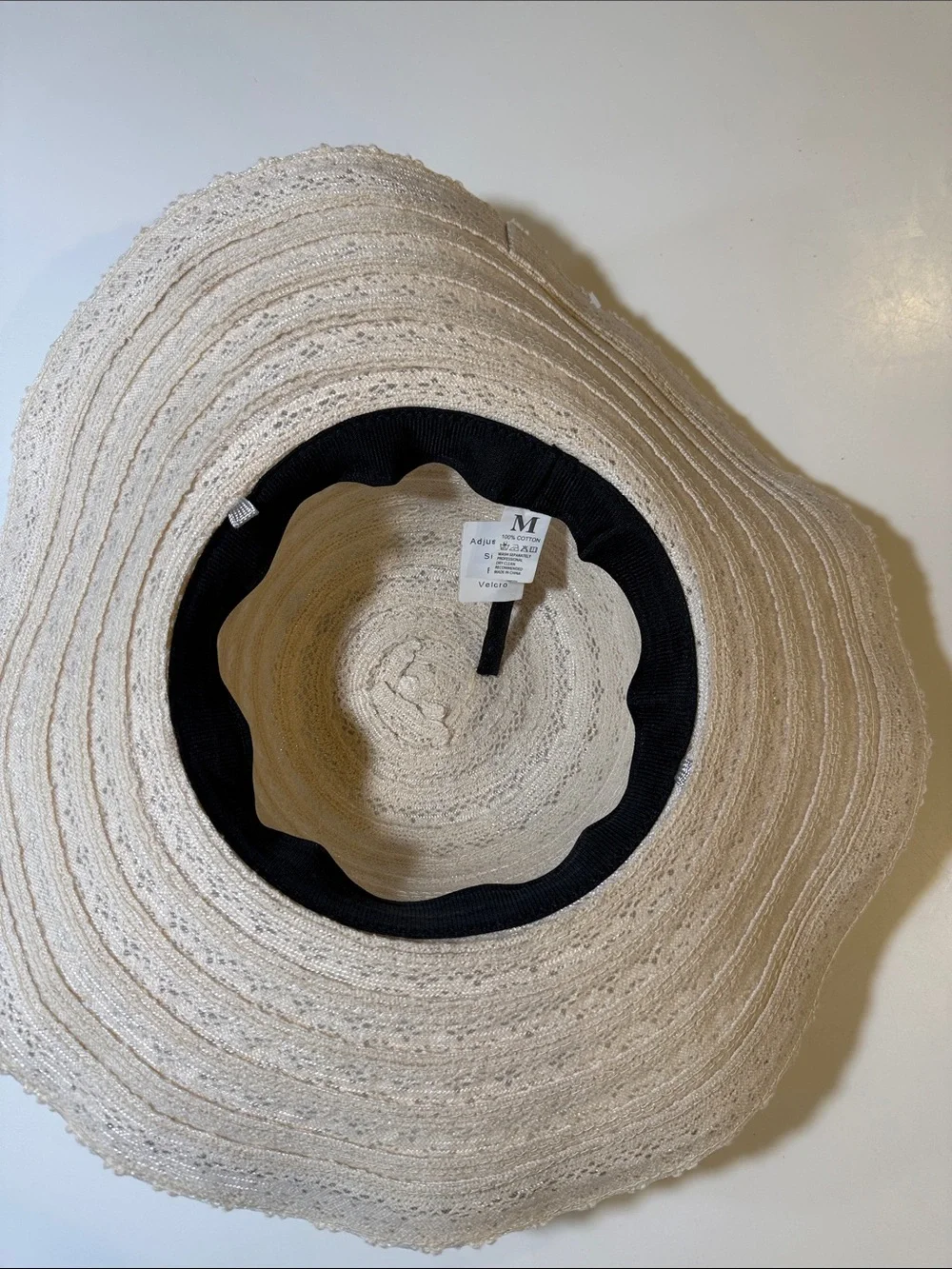 Source Unknown Crochet Wide-Brim Sun Hat - Cream